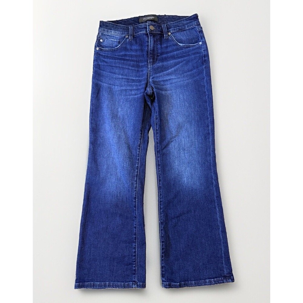 Liverpool Los Angeles Women's 8/29 Hannah Crop Flare Dark Wash Denim Jeans